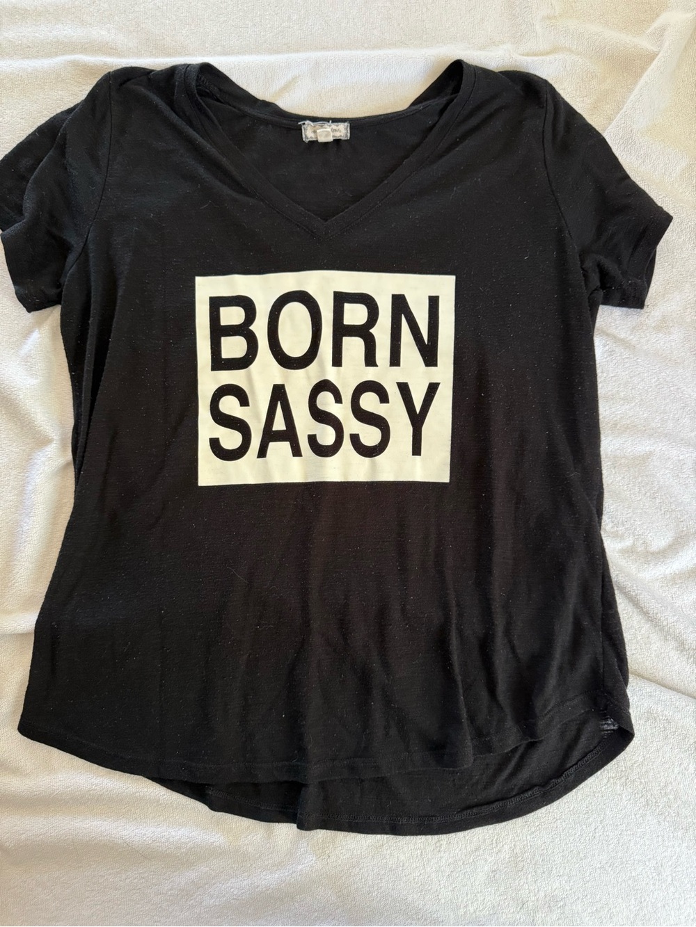 Born Sassy Black V-Neck Graphic Tee